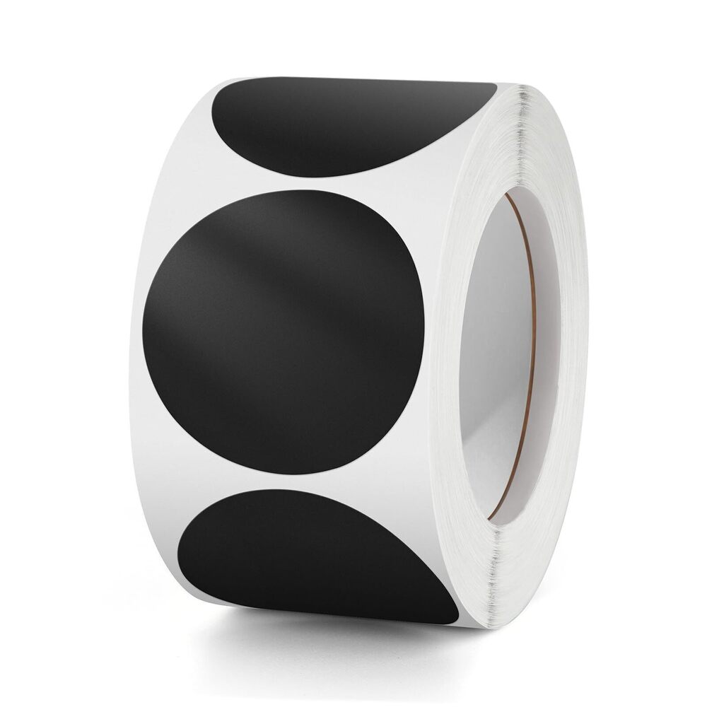 5968 Round Stickers Black 1.5 Inch Circle Labels with Color Coding Dot